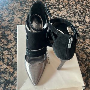 Black and Gunmetal caged heel